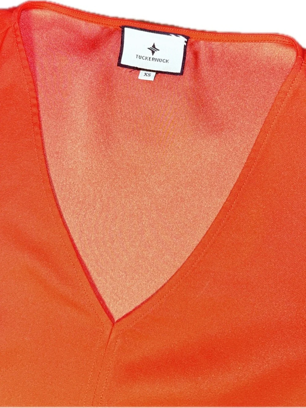 Tuckernuck Hollis Poppy Hot Coral-Red V-Neck Sleek Polished Career Blouse XS